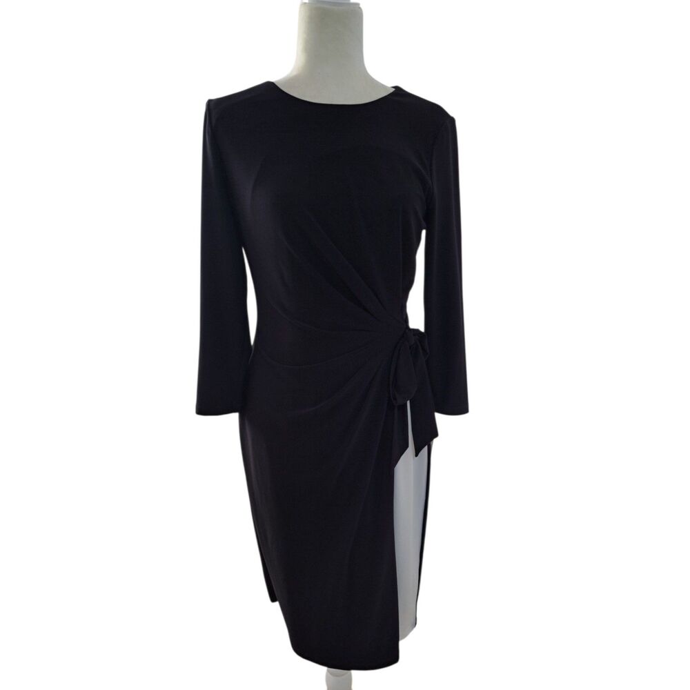 Lauren Ralph Lauren Women's Sz 10 Sheath Dress Long Sleeve Black White Office